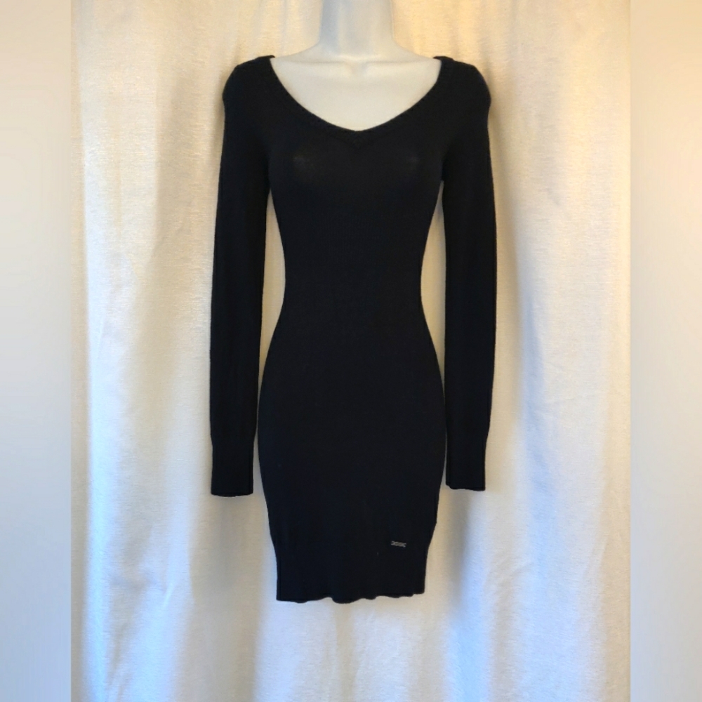 Sexy little black sweater GUESS dress with corseted back